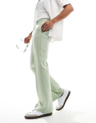【IONSEOUL】Wool Herringbone Flare Slacks (3color) 5FM0146 ASOS DESIGN smart flare wool mix pants in sage green