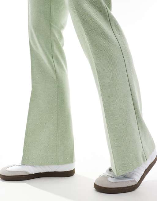 ASOS DESIGN smart flare wool mix pants in sage green