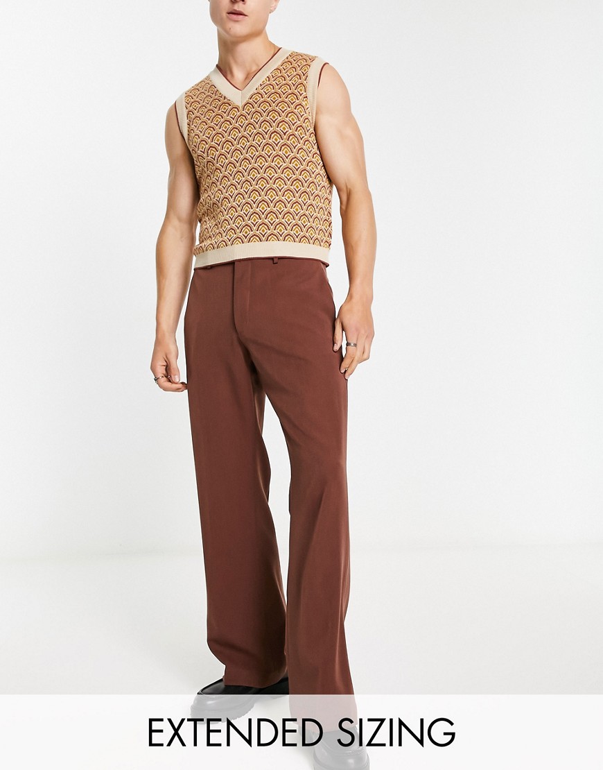 ASOS DESIGN smart flared pants in brown