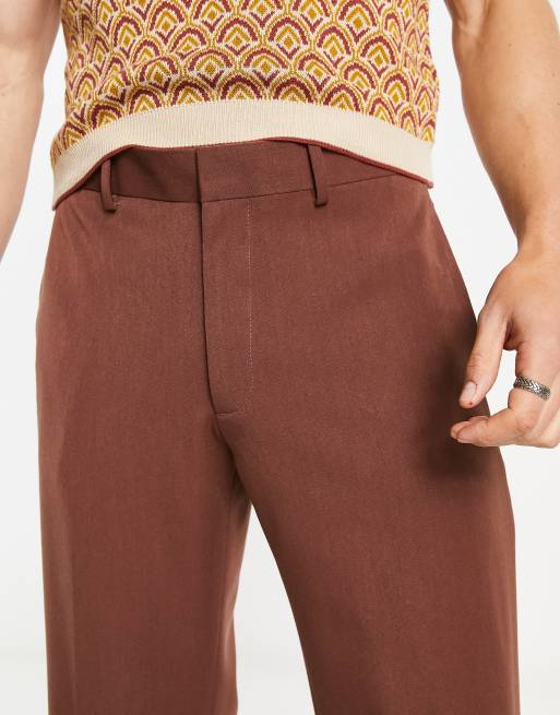 ASOS DESIGN knitted flare trouser in brown