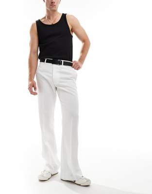 smart flared pants in white