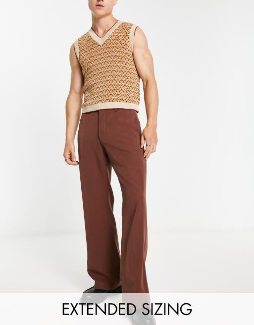 ASOS DESIGN smart flared trousers in brown