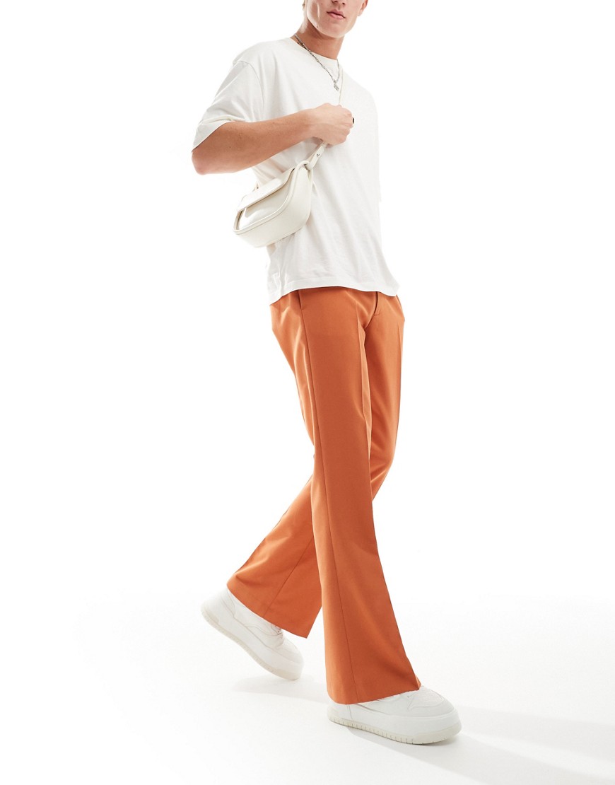 ASOS DESIGN smart flared trousers in orange