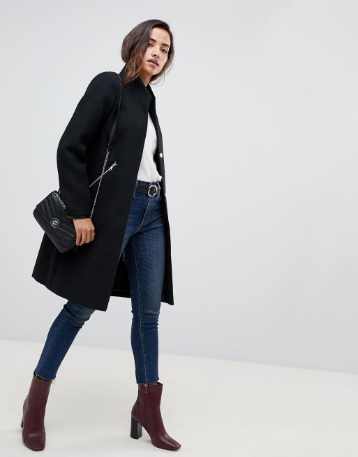 Funnel neck black clearance coat