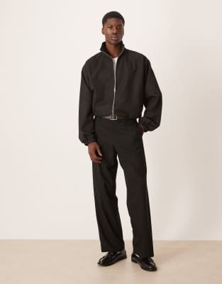 Asos Design Smart Funnel Neck Jacket In Animal Print