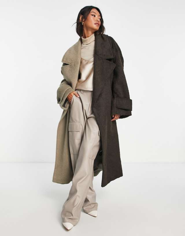 ASOS DESIGN - smart half and half oversized coat in stone