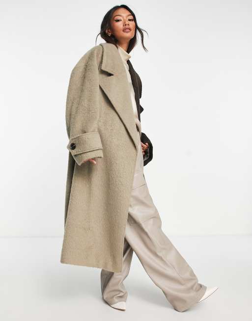 ASOS DESIGN smart half and half oversized coat in stone