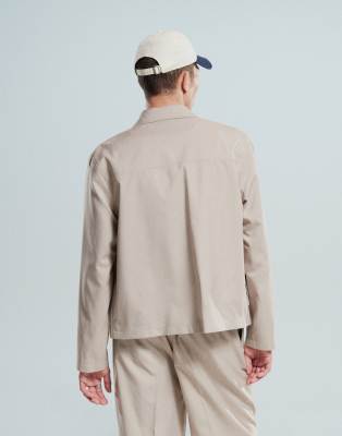 Asos Design Smart Harrington Jacket In Neutral