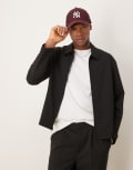 [ASOS DESIGN] ASOS DESIGN smart harrington jacket in black pinstripe (part of a set) M BLACK