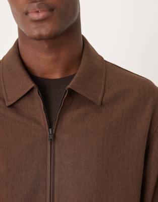 Asos Design Smart Harrington Jacket In Brown