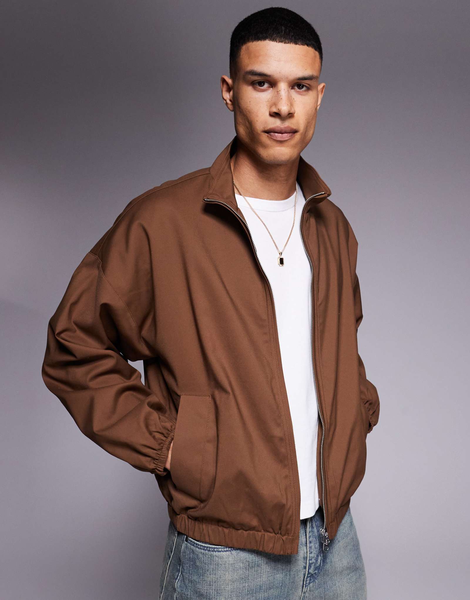 Элегантная куртка harrington от ASOS DESIGN коричневого цвета