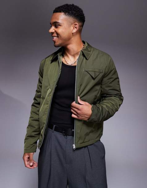 ASOS DESIGN smart harrington jacket in khaki - view 1
