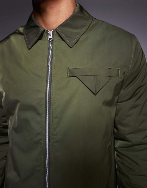 ASOS DESIGN smart harrington jacket in khaki, 3 of 4