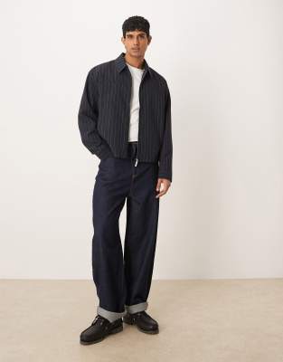 Asos Design Smart Harrington Jacket In Blue