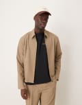 [ASOS DESIGN] ASOS DESIGN smart harrington jacket in stone micro check (part of a set)-Grey S GREY