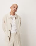 [ASOS DESIGN] ASOS DESIGN smart harrington jacket in stone twill (part of a set)-Neutral XS STONE