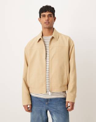 Asos Design Smart Harrington Jacket In Brown