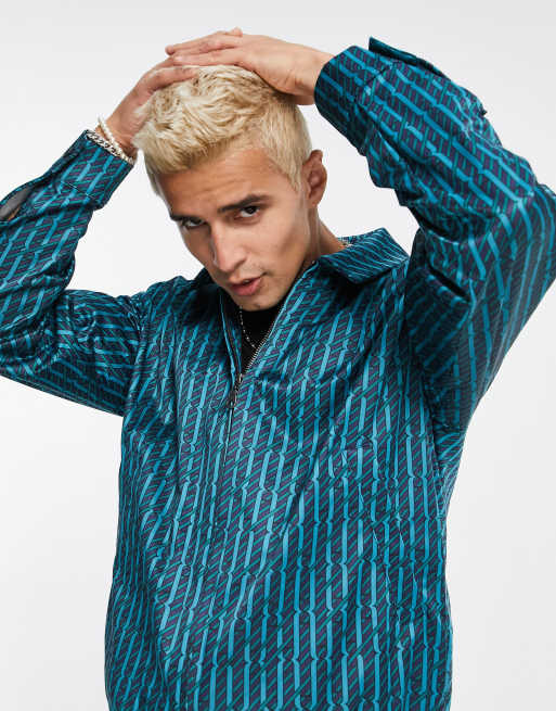 ASOS DESIGN smart harrington jacket with retro stripe in blue - part of a set