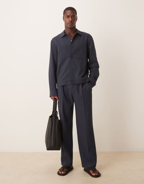 ASOS DESIGN smart harrington set in black seersucker - view 1