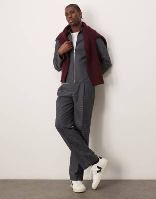 ASOS DESIGN smart harrington set in grey checkerboard - view 1