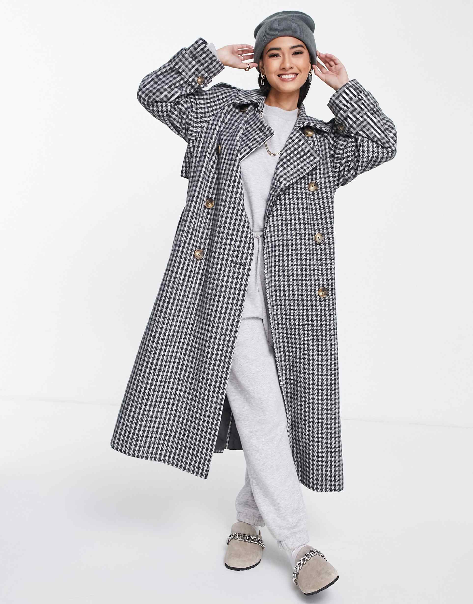 ASOS DESIGN smart heritage check oversized coat view 2