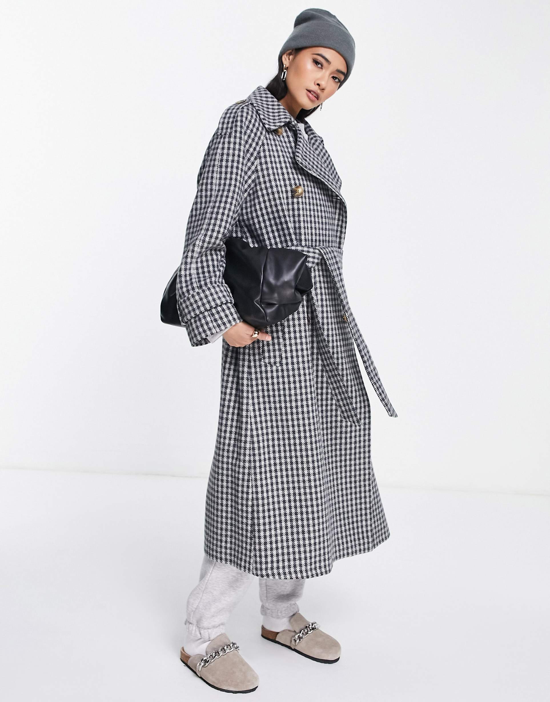ASOS DESIGN smart heritage check oversized coat