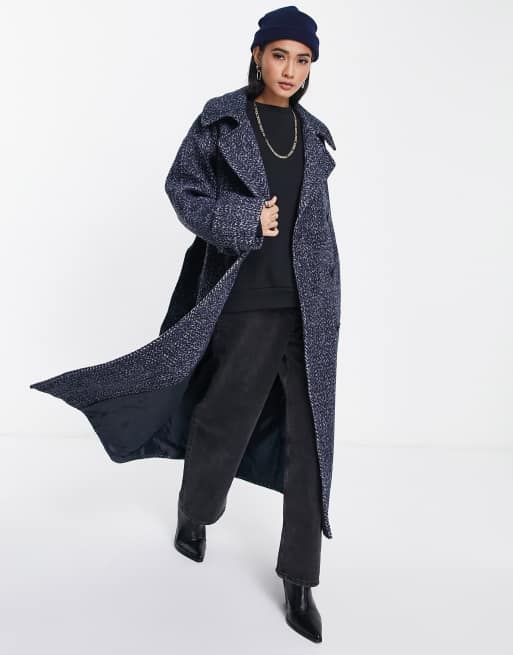 Asos navy coat best sale