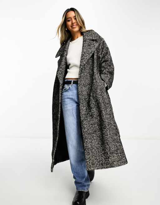 Herringbone belted clearance coat