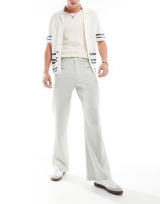 Asos Design Flared Smart Pants In Sage Green