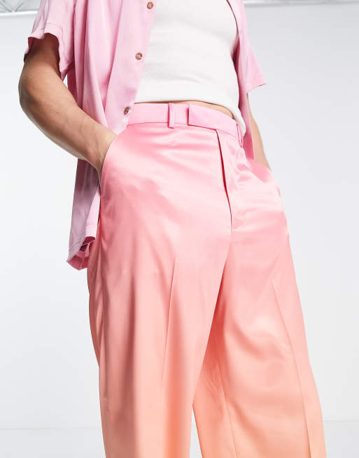 ASOS DESIGN high waist wide leg trouser in pink