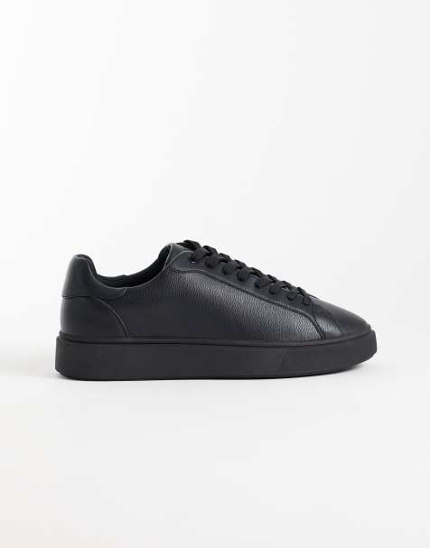 ASOS DESIGN smart lace up sneakers in black texture - view 1
