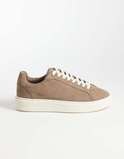 ASOS DESIGN smart lace up sneakers in mole faux suede - view 1