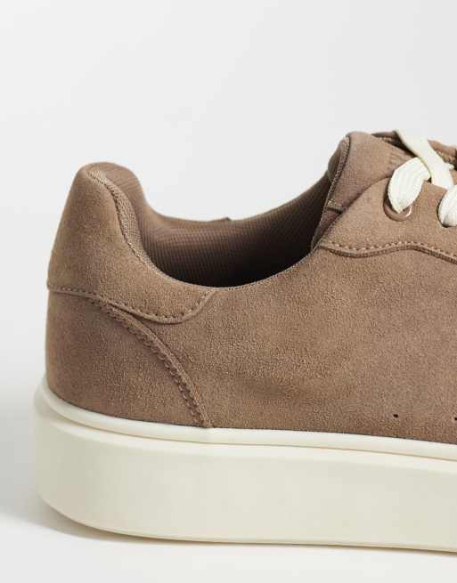 ASOS DESIGN smart lace up sneakers in mole faux suede, 2 of 5