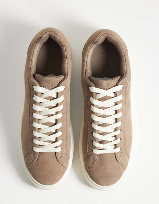 ASOS DESIGN smart lace up sneakers in mole faux suede, 3 of 5