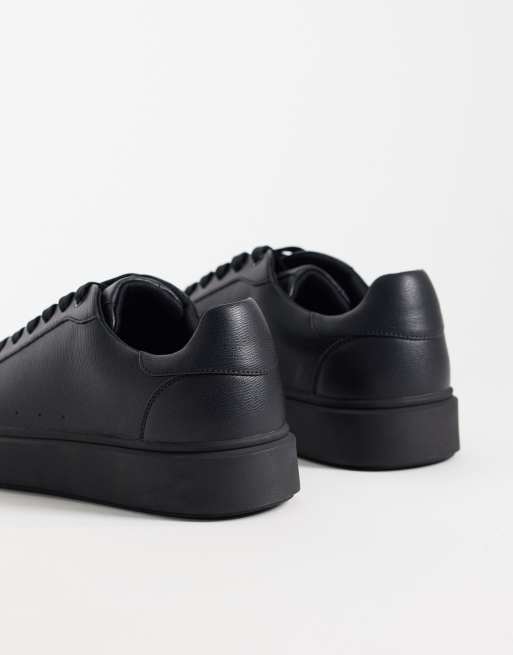 ASOS DESIGN smart lace up trainers in black texture, 2 of 5