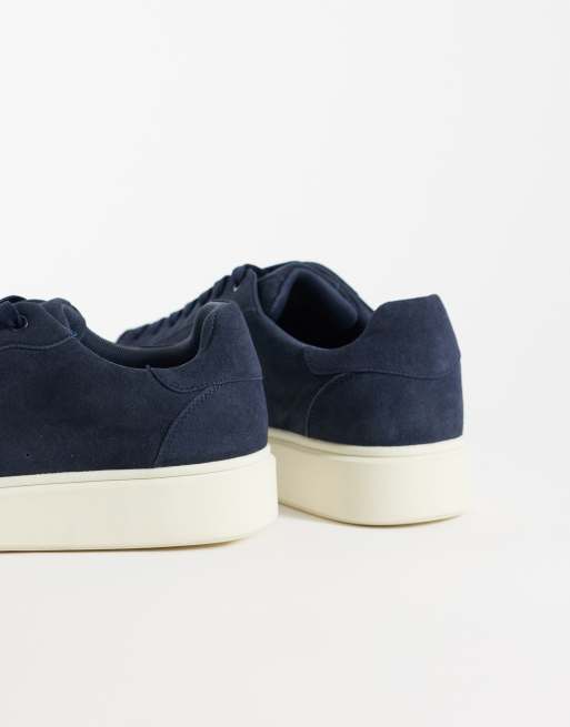 ASOS DESIGN smart lace up trainers in navy and cream, 2 of 5