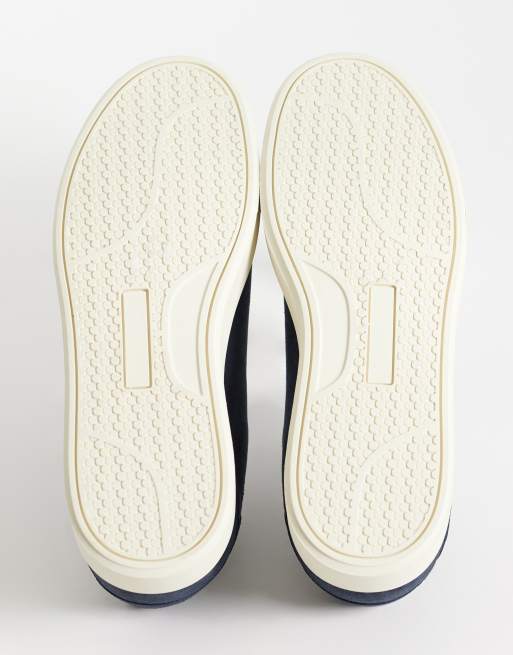 ASOS DESIGN smart lace up trainers in navy and cream, 5 of 5