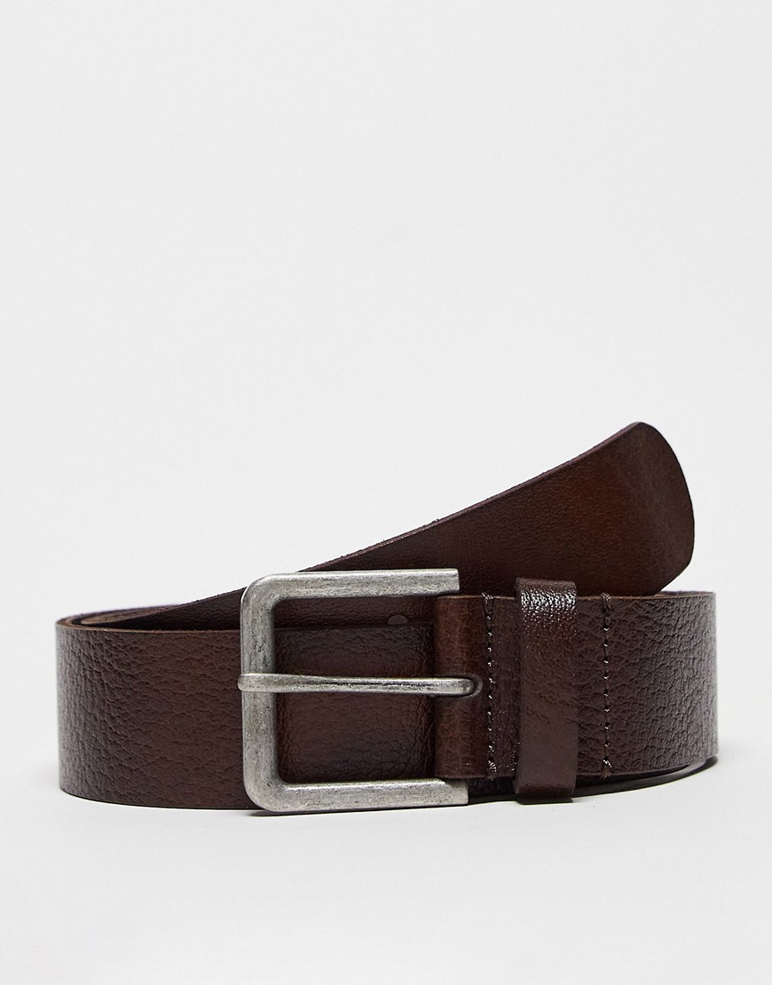 ASOS DESIGN Smart leather belt in vintage brown
