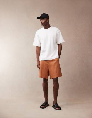 Asos Design Smart Linen Blend Bermuda Shorts In Brown