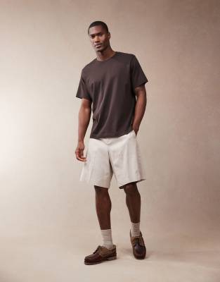 Asos Design Smart Linen Blend Bermuda Shorts In Neutral