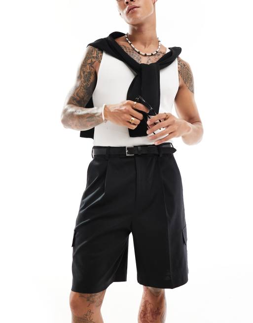 ASOS DESIGN cargo shorts in black