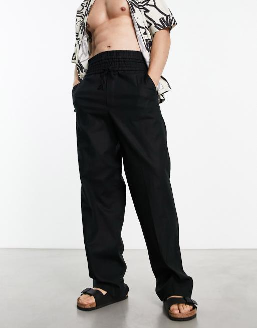 Double Waistband Trouser in Black