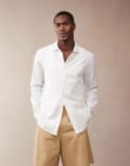 [ASOS DESIGN] ASOS DESIGN smart linen look regular shirt with cutaway collar in white M WHITE