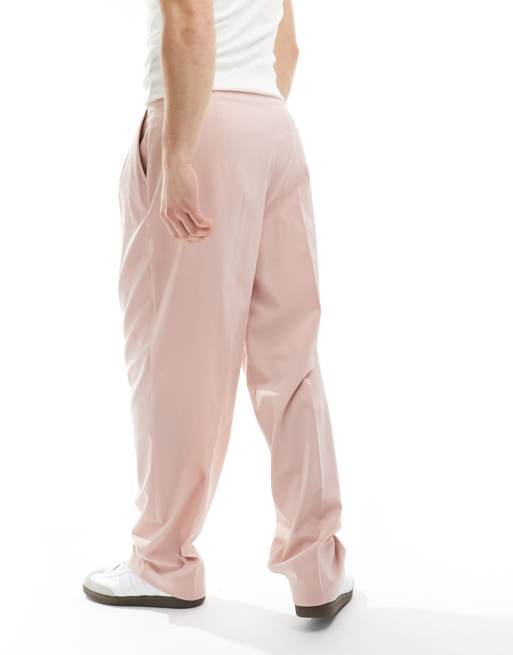 ASOS DESIGN smart linen look wide leg pants with asymmetric wrap in dusty pink, 5 of 5