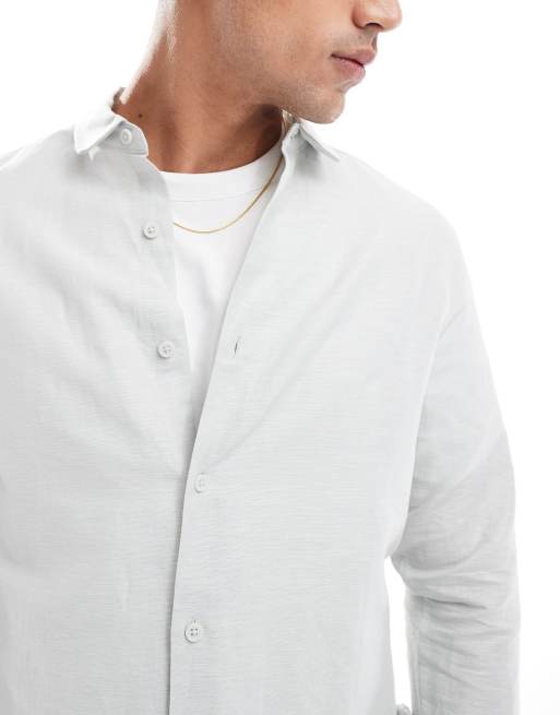 ASOS DESIGN smart linen regular shirt with penny collar in mint, 4 of 4
