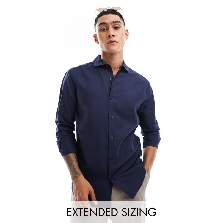 ASOS DESIGN stretch slim fit work shirt in navy