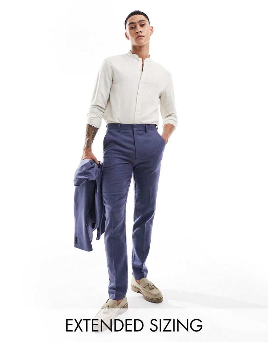 ASOS DESIGN smart linen shirt with mandarin collar in ecru-Neutral