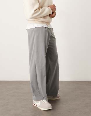 Asos Design Smart Loose Fit Pants With Front Pleat In Gray