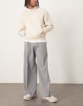 [ASOS DESIGN] ASOS DESIGN smart loose fit pants with front pleat in grey pinstripe W36 L32 GREY