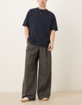 [ASOS DESIGN] ASOS DESIGN smart loose fit pants with front pleats in dark grey W30 L30 Dark grey